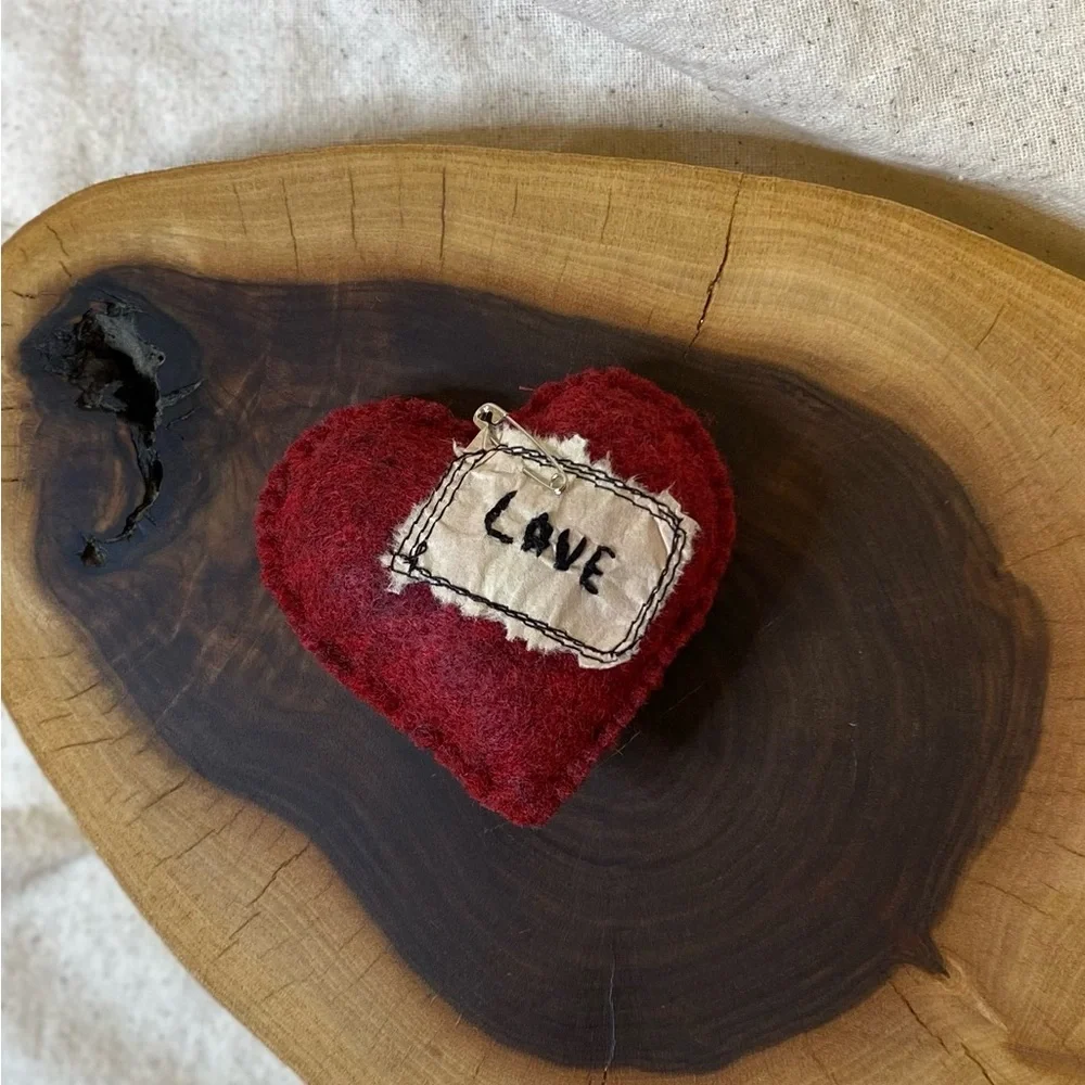 Valentine hearts  curated set bowl filler handmade hearts from fabric and yarn